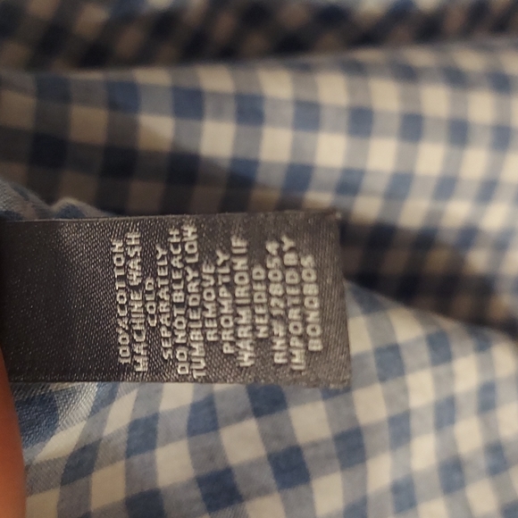 Bonobos Blue And White Gingham Button Down Shirt Sz Large Slim Fit - Picture 8 of 11